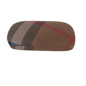 Burberry Glasses Case Unisex OS Brown House Check Plaid Hard Shell Canvas